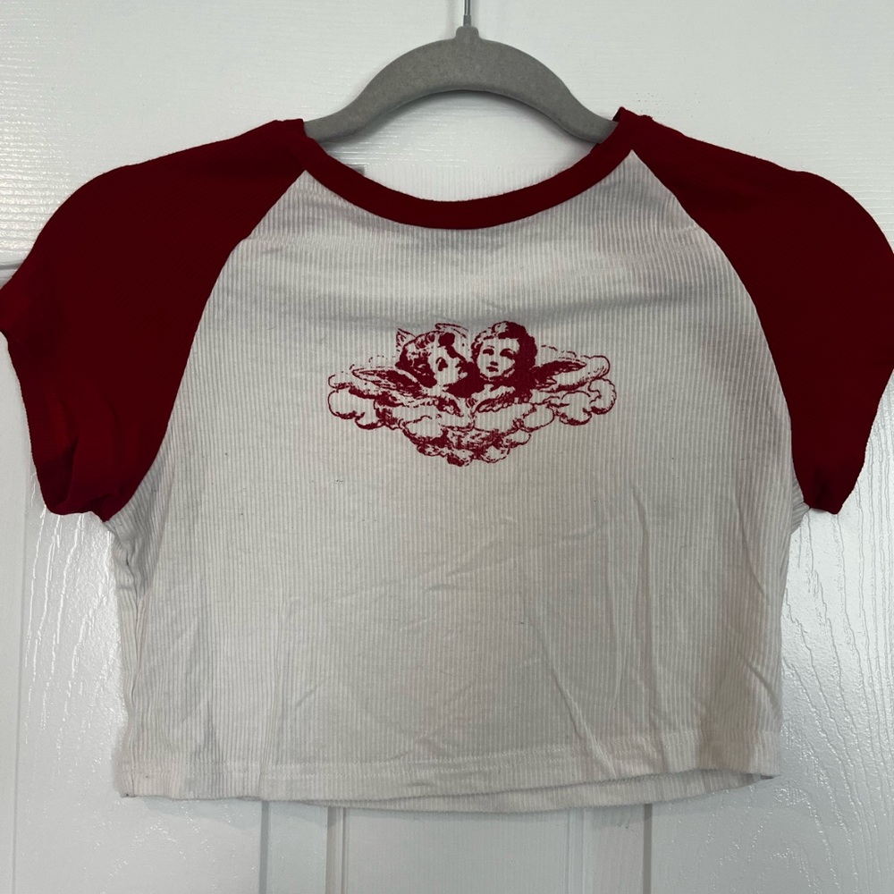 Red angel print top